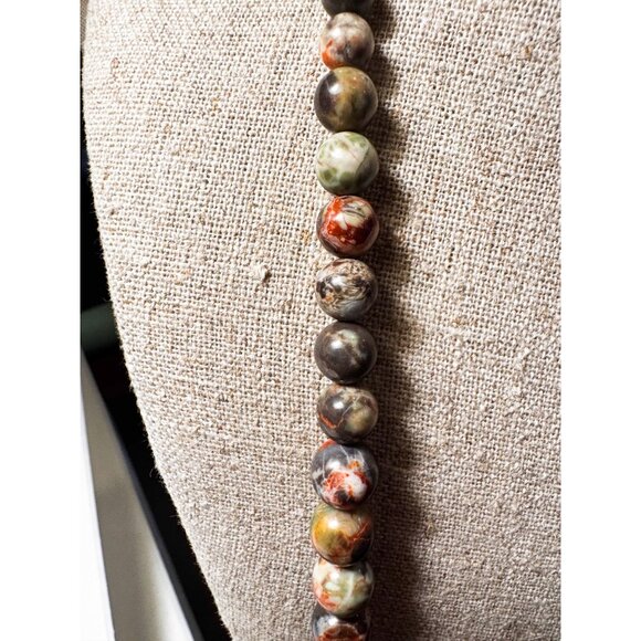 Jay King DTR Necklace Sterling Silver Jasper Rhyolite Graduated Slab Bead READ - Picture 4 of 8